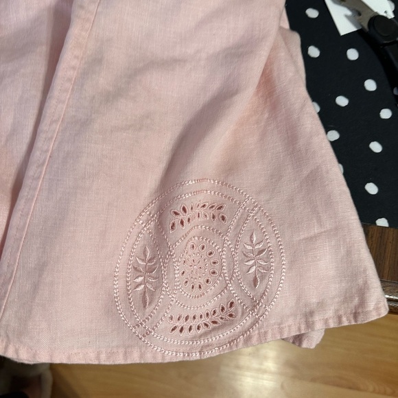 Crossing Pointe Skirt 2XW light Pink Linen Embroidered Drawstring Hem - Picture 2 of 7